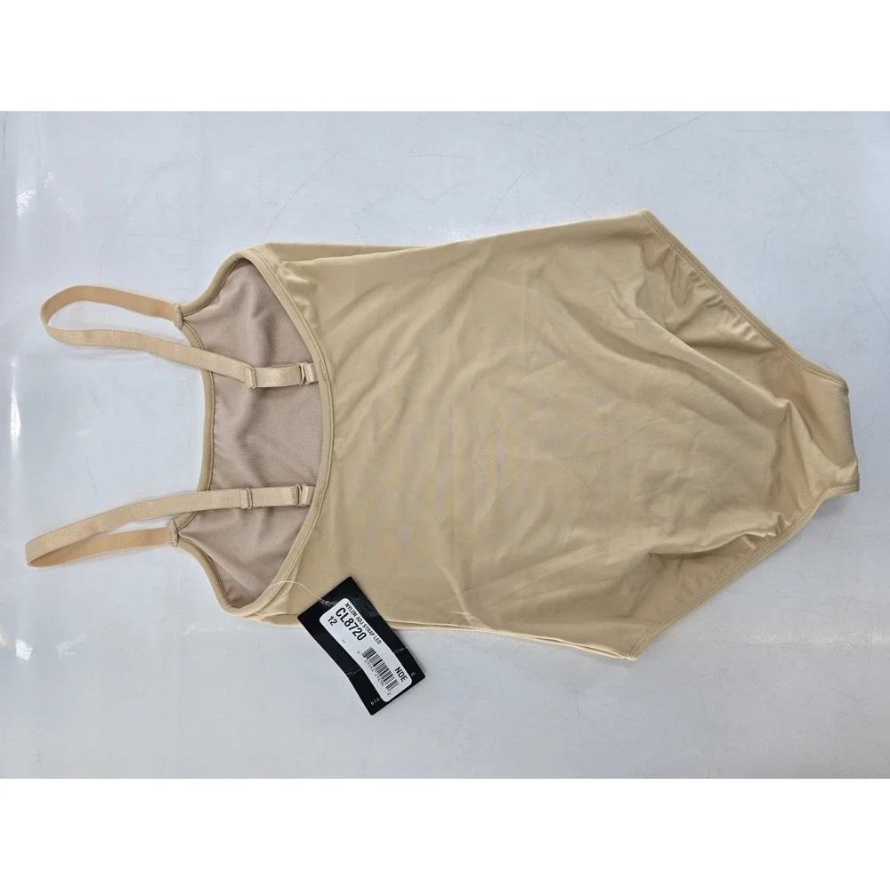 NWT Bloch Girls' Adjustable Strap Camisole‎ Leotard - Color Sand- Size 12